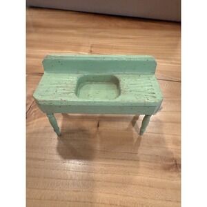 Vintage Strombecker Green Farm Kitchen Sink 1:12 Scale Dollhouse Furniture